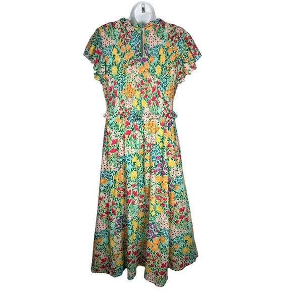 Olivia James the Label Lila Midi Dress Floral Print Meadow Mint Green Smocked L - Picture 11 of 16